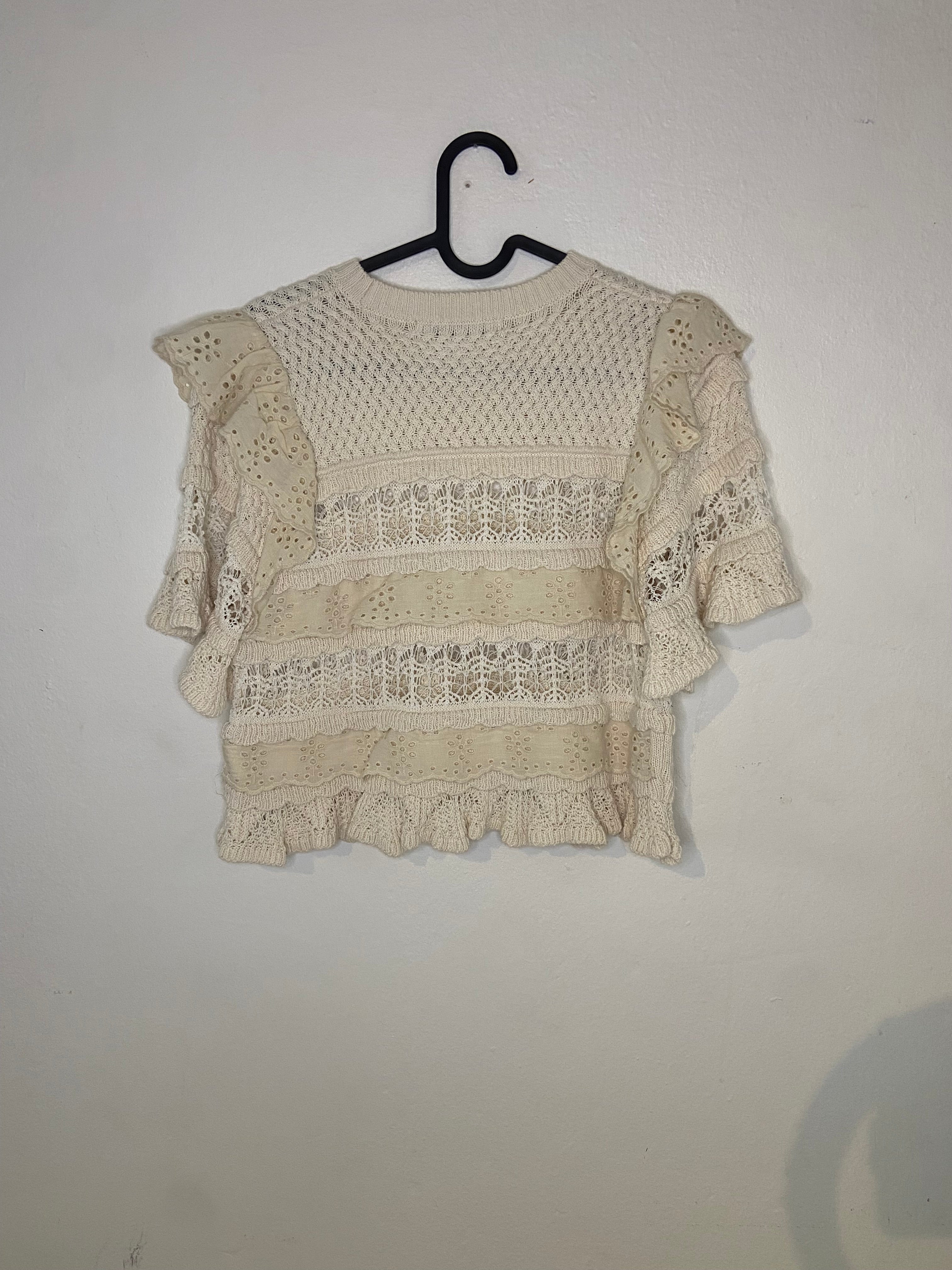 Zara Virkad Top med Volang