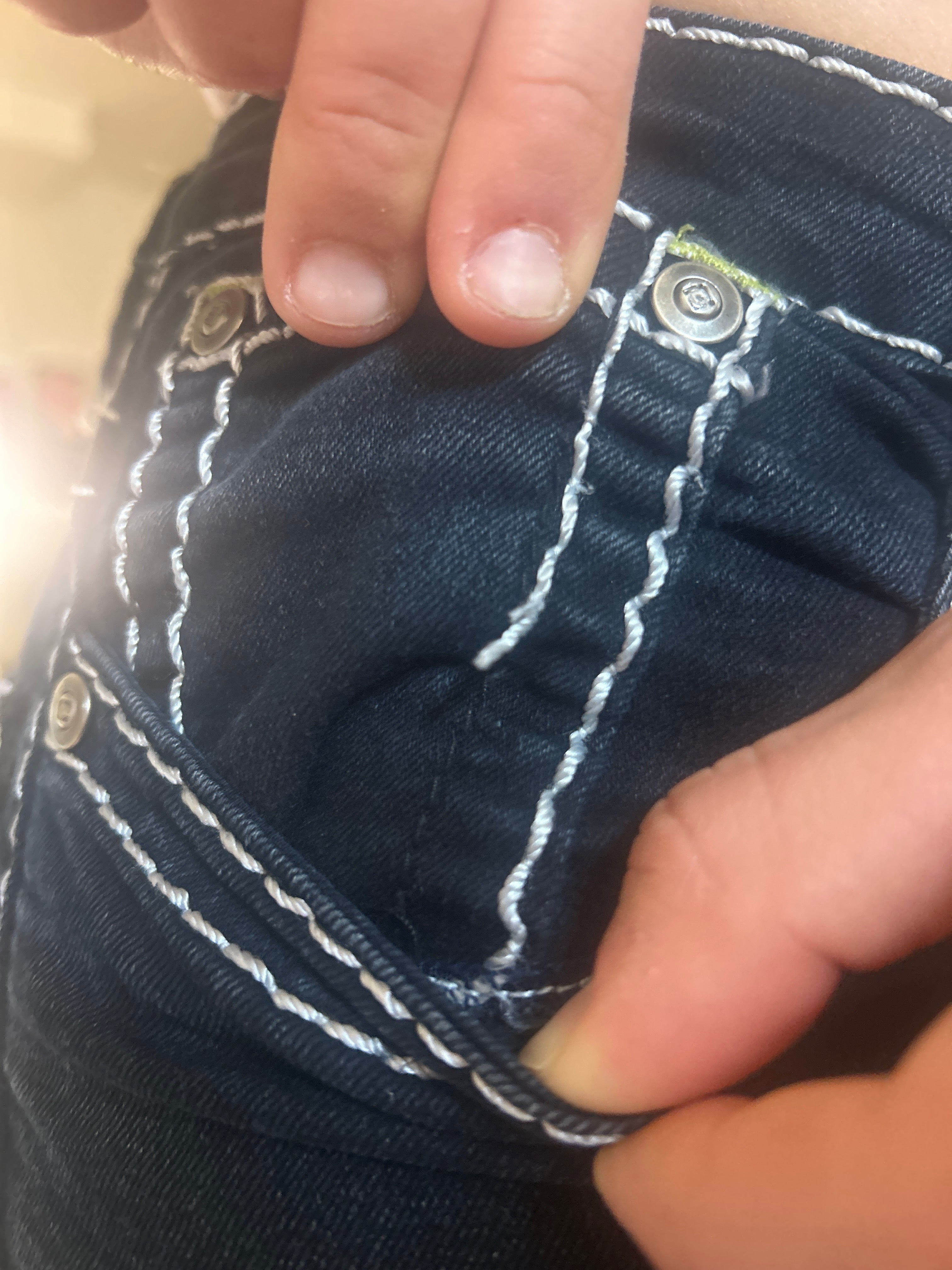 Gabriella Fratini Mörkblå Bootcut Jeans med Kontrastsömmar
