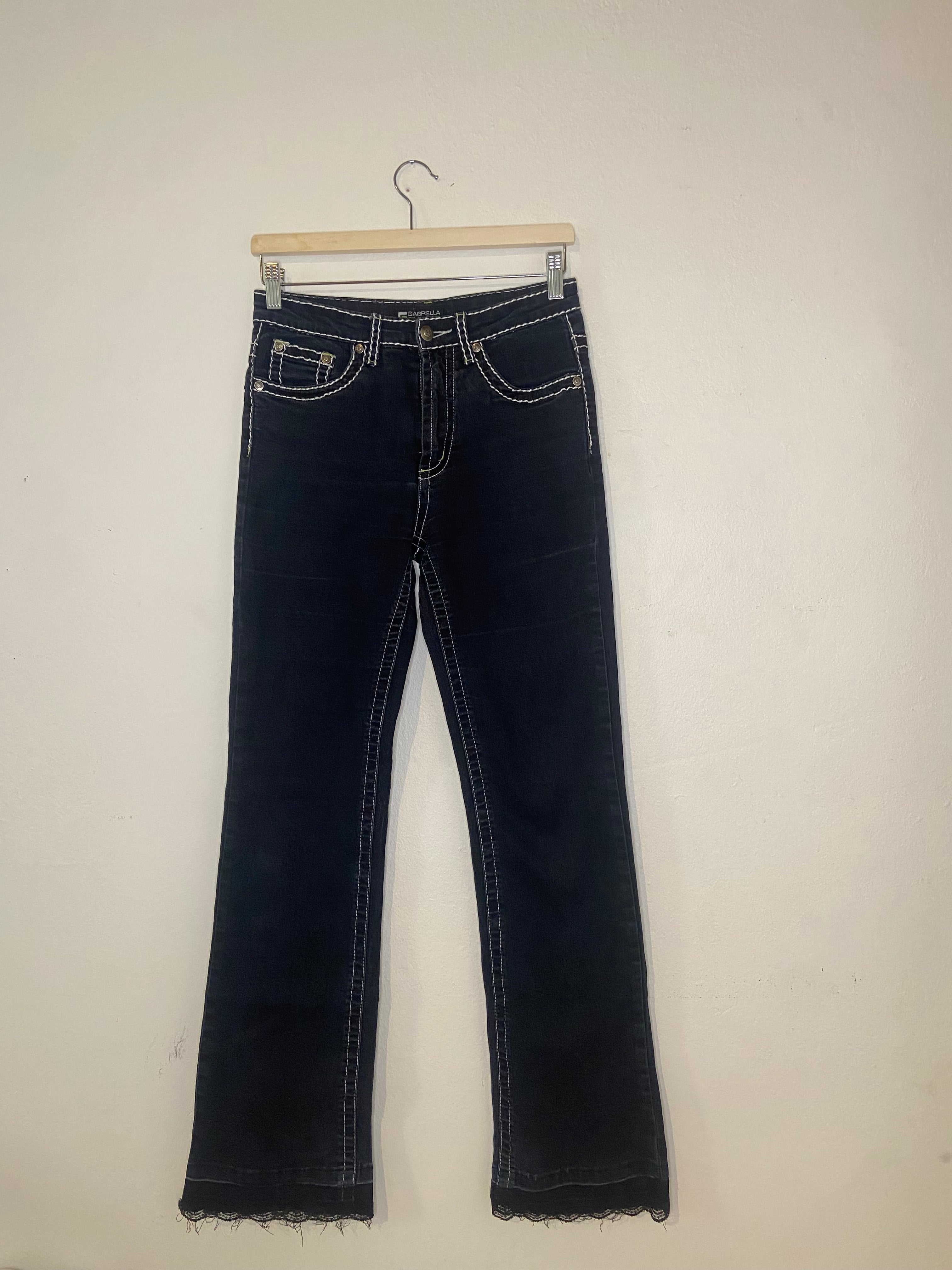 Gabriella Fratini Mörkblå Bootcut Jeans med Kontrastsömmar