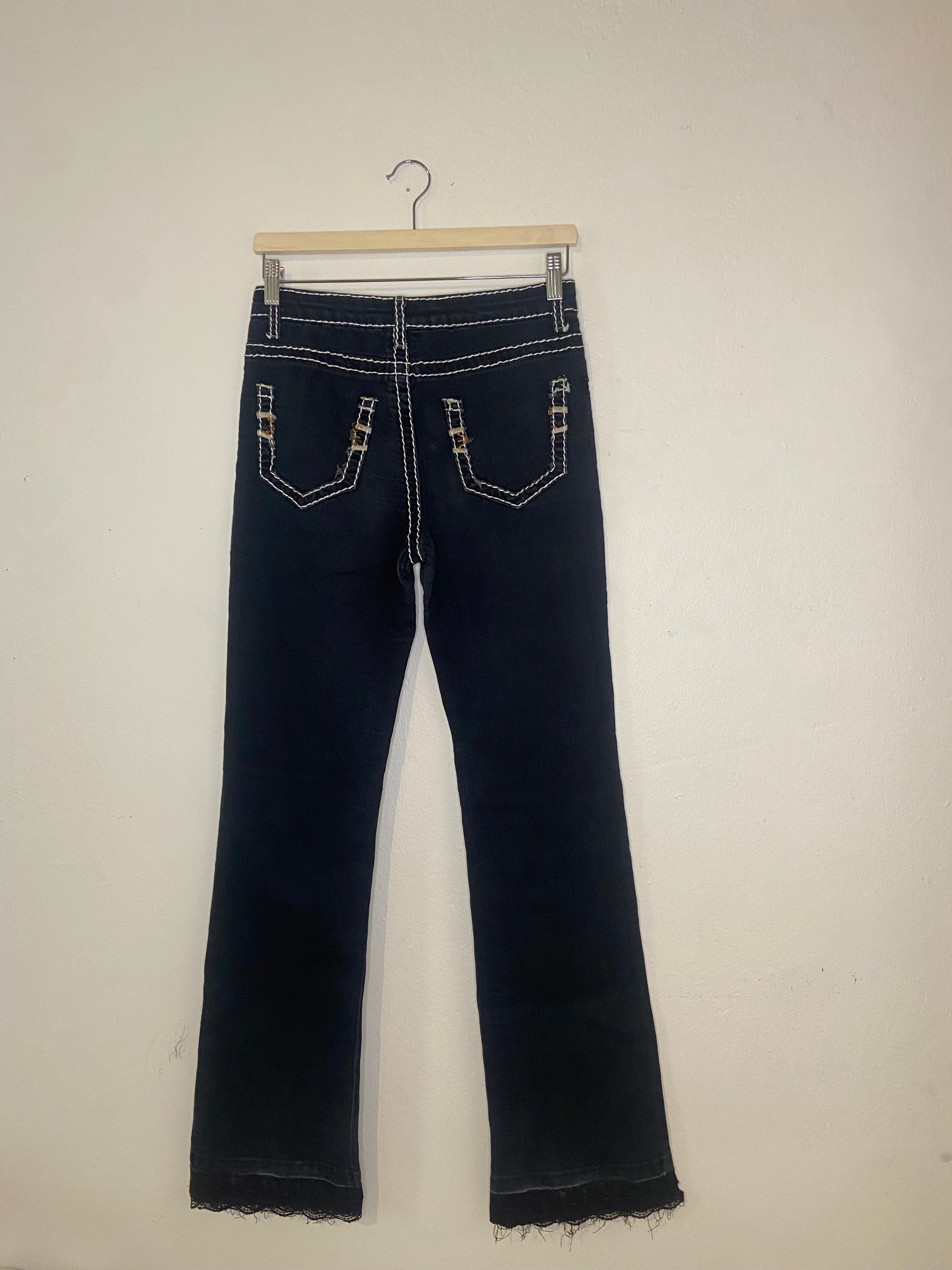 Gabriella Fratini Mörkblå Bootcut Jeans med Kontrastsömmar