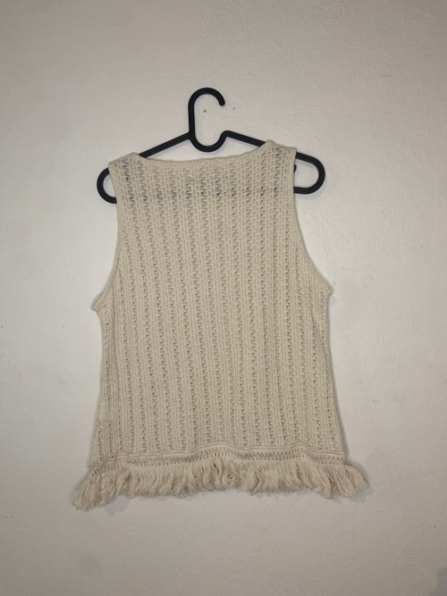 Bik Bok Beige Virkad Linne med Fransar