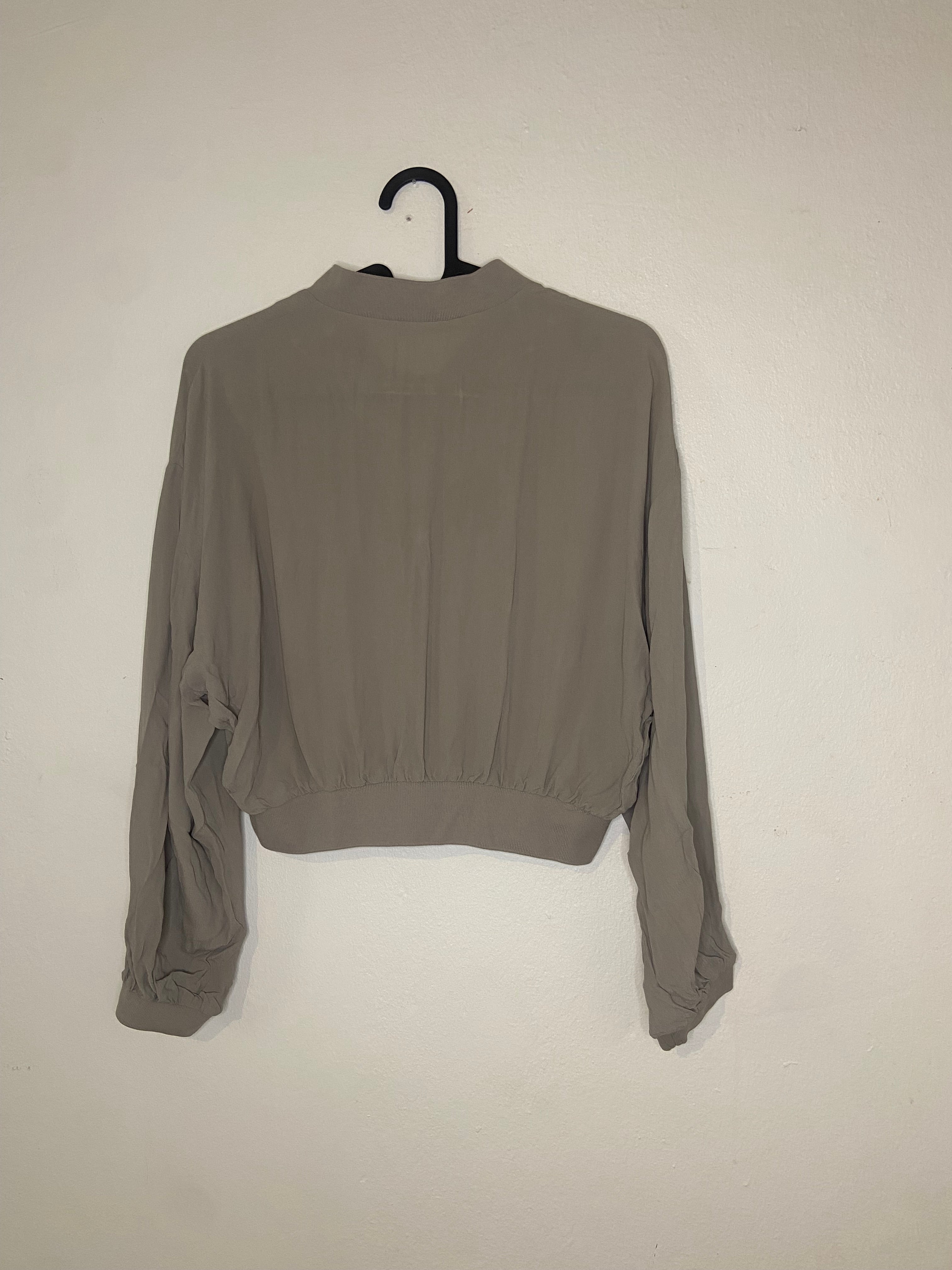 Zara Taupe Croppad Bomberjacka med Knappar